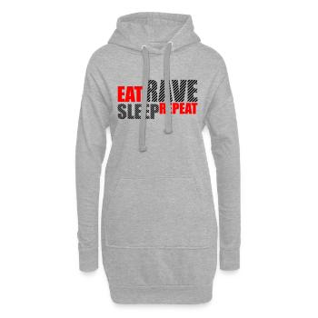 Eat Sleep Rave Repeat Essen Schlafen Raven Spruch - Hoodie-Kleid - Grau meliert - Vorne