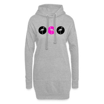 Flamants roses Design 2 - Sweat-shirt à capuche long Femme - gris chiné - Devant