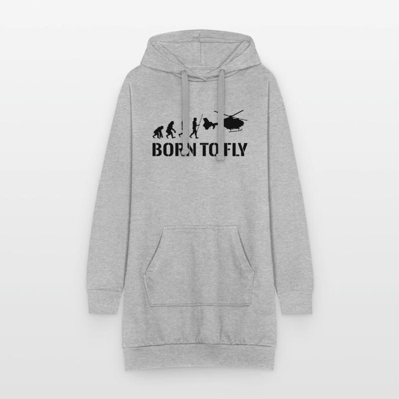 Hubschrauber Pilot Evolution Geschenkidee Hoodie-Kleid