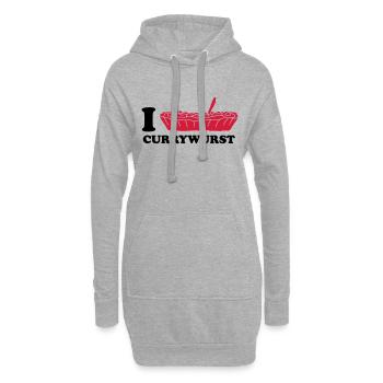 I Love Currywurst - Sweat-shirt à capuche long Femme - gris chiné - Devant