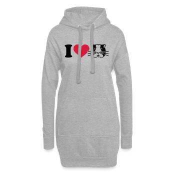 I love Cochon d'Inde - Sweat-shirt à capuche long Femme - gris chiné - Devant