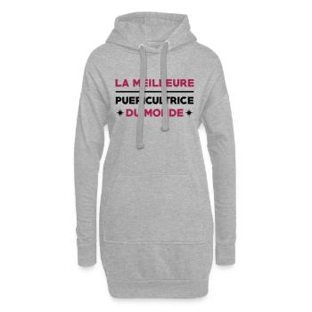 Puériculture / Puéricultrice / Bébé / Maternelle - Sweat-shirt à capuche long Femme - gris chiné - Devant