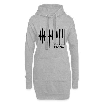 Musique de piano - Sweat-shirt à capuche long Femme - gris chiné - Devant