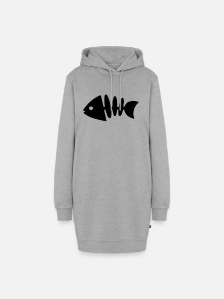 Fisch - Hoodie-Kleid - Grau meliert