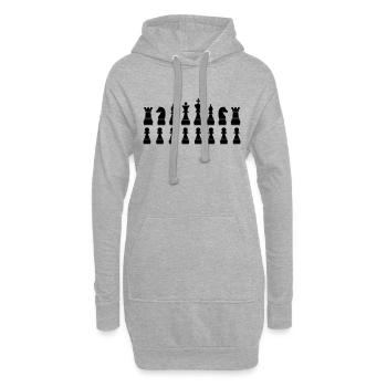 Schachfiguren - Hoodie-Kleid - Grau meliert - Vorne