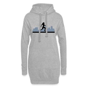 coureuse, courir, running, run - Sweat-shirt à capuche long Femme - gris chiné - Devant