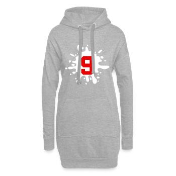 9 Zahl Klecks - Hoodie-Kleid - Grau meliert - Vorne