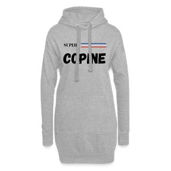 super copine - t-shirt assorti - Sweat-shirt à capuche long Femme - gris chiné - Devant