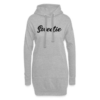 Chérie en noir - Sweat-shirt à capuche long Femme - gris chiné - Devant
