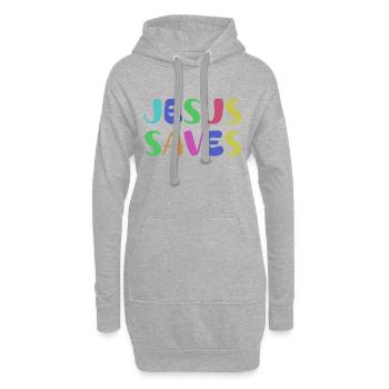 Jésus sauve l’amorti - Sweat-shirt à capuche long Femme - gris chiné - Devant