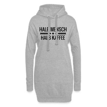 Halb Mensch halb Kaffee - Hoodie-Kleid - Grau meliert - Vorne