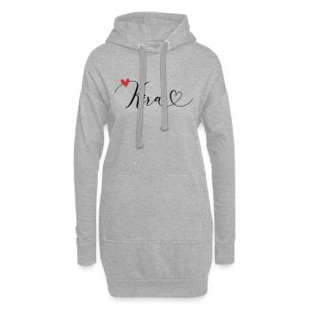 Kira Name Vorname Kalligrafieherz - Hoodie-Kleid - Grau meliert - Vorne