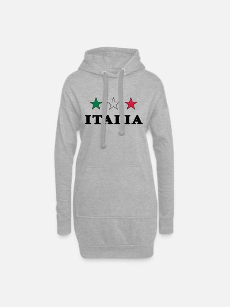 Italia - Italien mit 3 Sternen Gruen Weiss Rot - Hoodie-Kleid - Grau meliert
