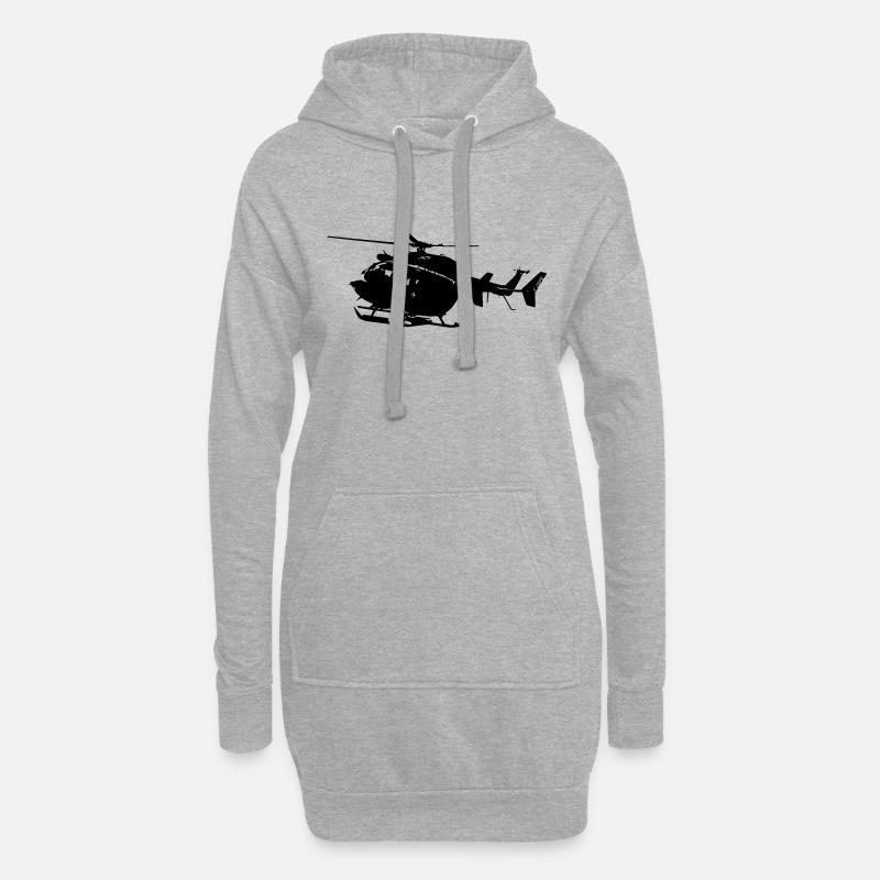 Drachen Hubschrauber EC145 - Hoodie-Kleid - Grau meliert