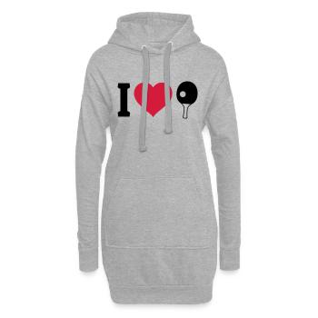 I love table tennis j'aime le tennis de table - Sweat-shirt à capuche long Femme - gris chiné - Devant