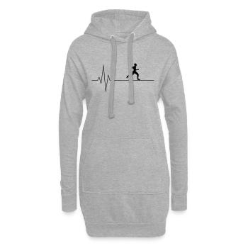 Herzschlag Läufer - Hoodie-Kleid - Grau meliert - Vorne