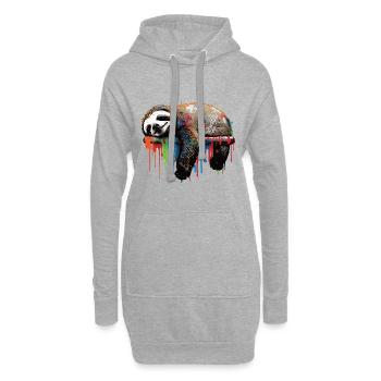 Graffiti Faultier - Hoodie-Kleid - Grau meliert - Vorne