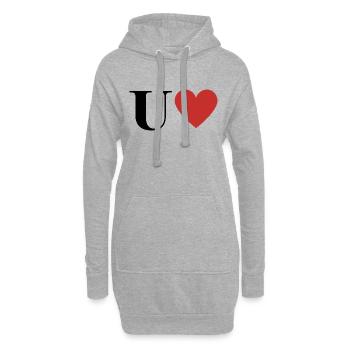 Letter u red heart - Hoodie Dress - heather grey - Front