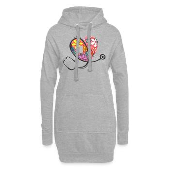 Stéthoscope de soins de santé - Flower Love Heart 1 - Sweat-shirt à capuche long Femme - gris chiné - Devant