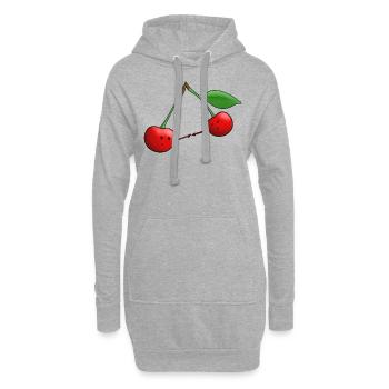 Cerises douces - Sweat-shirt à capuche long Femme - gris chiné - Devant