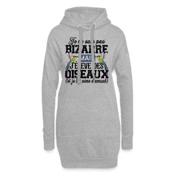 Oiseau Animal Bec Cadeau Humour Moineau Mésange - Sweat-shirt à capuche long Femme - gris chiné - Devant