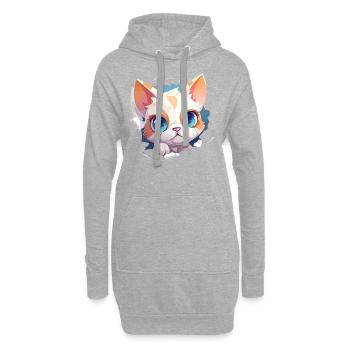 Flauschige Neugier: Babykatzen-Entdecker T-Shirt - Hoodie-Kleid - Grau meliert - Vorne