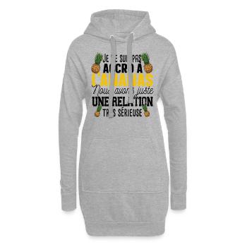 Ananas Fruit Relation Cadeau Humour Jaune Exotique - Sweat-shirt à capuche long Femme - gris chiné - Devant