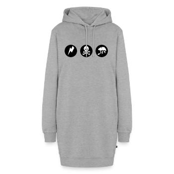 Todeskopf Platte Blitzwolke Wolke - Hoodie-Kleid - Grau meliert - Vorne