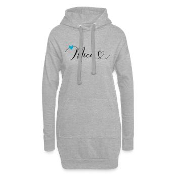 Mica nom Prénom Calligraphie coeur - Sweat-shirt à capuche long Femme - gris chiné - Devant