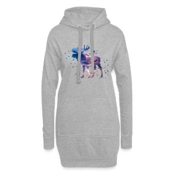 Wasserfarben Elch - Hoodie-Kleid - Grau meliert - Vorne
