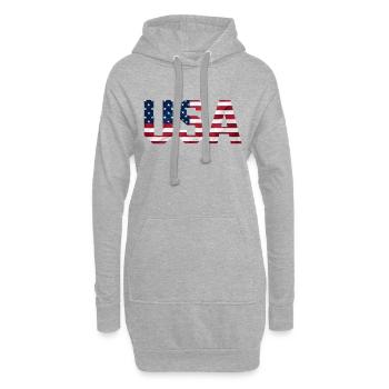 USA T-Shirt - Buchstaben der amerikanischen Flagge - Hoodie-Kleid - Grau meliert - Vorne