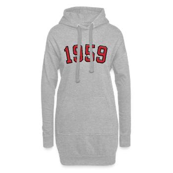 Année de naissance sport 1959 - Sweat-shirt à capuche long Femme - gris chiné - Devant