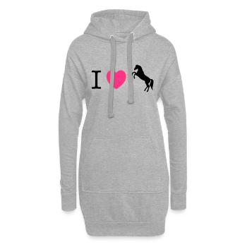 Ich liebe Pferde / Ponys - Hoodie-Kleid - Grau meliert - Vorne