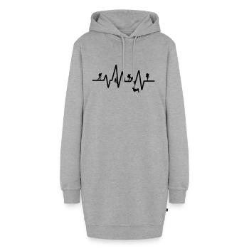 Bergsteigen Herzschlag Wandern Pulslinie Geschenk - Hoodie-Kleid - Grau meliert - Vorne