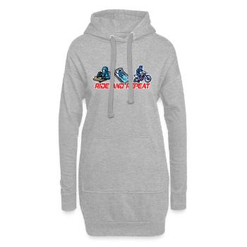 Eat Sleep Ride Repeat Motorrad & Biker Spruch - Hoodie-Kleid - Grau meliert - Vorne