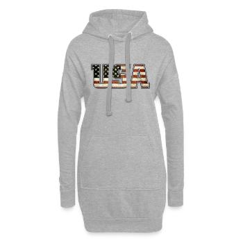 usa - Sweat-shirt à capuche long Femme - gris chiné - Devant