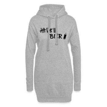 Striche - Bier Stift - Hoodie-Kleid - Grau meliert - Vorne