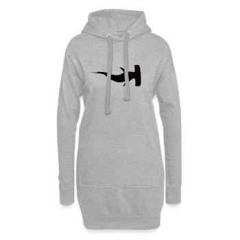 Silhouette avec un grand requin marteau - Sweat-shirt à capuche long Femme - gris chiné - Devant