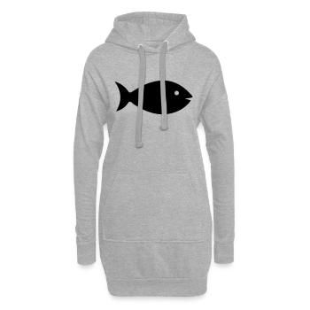 Fish silhouette - Hoodie-Kleid - Grau meliert - Vorne