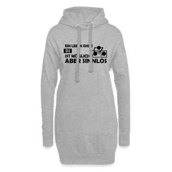 Ein Leben ohne DJ ist möglich aber sinnlos - Hoodie-Kleid - Grau meliert - Vorne
