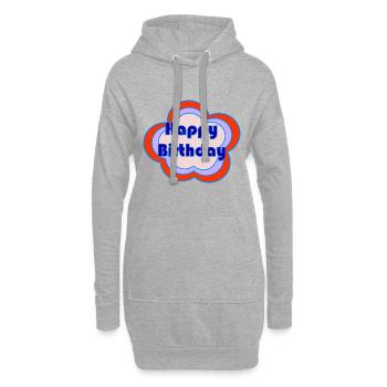 JOYEUX ANNIVERSAIRE. HAPPY BIRTHDAY. ANNIVERSAIRE. - Sweat-shirt à capuche long Femme - gris chiné - Devant