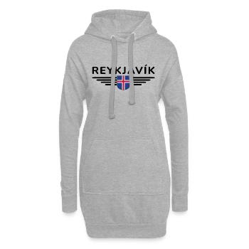 T-shirt Reykjavík – La ville des aurores boréales - Sweat-shirt à capuche long Femme - gris chiné - Devant