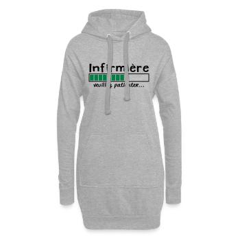 infirmière veuillez patienter - Sweat-shirt à capuche long Femme - gris chiné - Devant