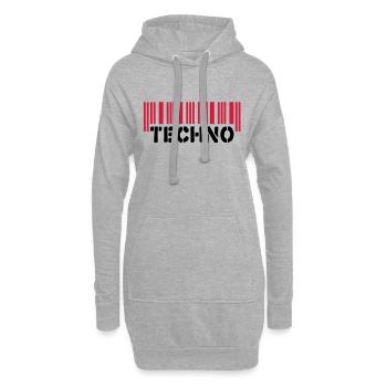 Techno__V002 - Sweat-shirt à capuche long Femme - gris chiné - Devant