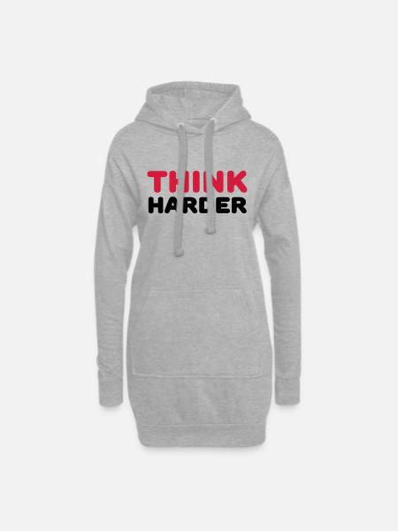 Think harder - Sweat-shirt à capuche long Femme - gris chiné