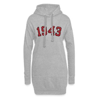 Année de naissance sport 1943 - Sweat-shirt à capuche long Femme - gris chiné - Devant
