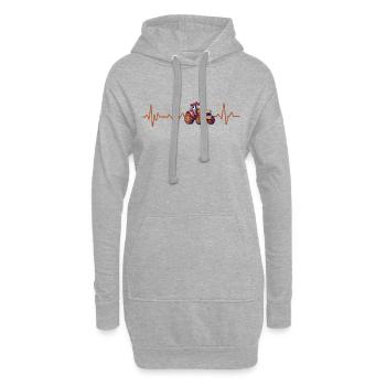 Battement de coeur tracteur - Sweat-shirt à capuche long Femme - gris chiné - Devant
