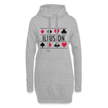 Illusion mit Kartensymbolen - Hoodie-Kleid - Grau meliert - Vorne