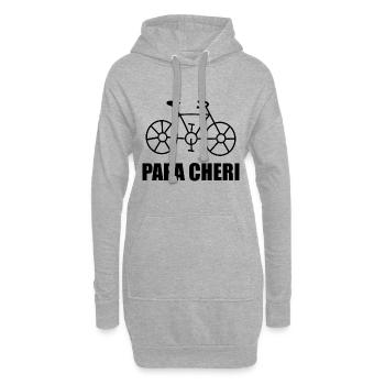 FÊTE DES PÈRES. BONNE FÊTE PAPA. PAPA. BONNE FÊTE - Sweat-shirt à capuche long Femme - gris chiné - Devant