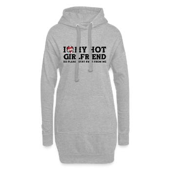 Vintage I Love My Hot Girlfriend - Stay Away - Sweat-shirt à capuche long Femme - gris chiné - Devant